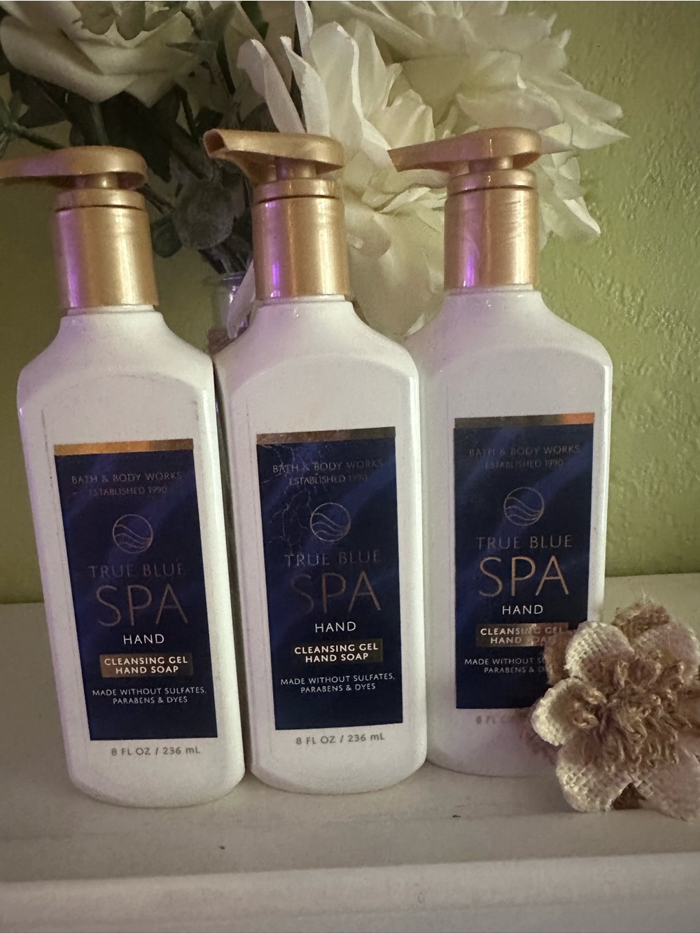 Bath & Body Works True Blue Spa Hand Cleansing Gel - White/Gold (3) PC